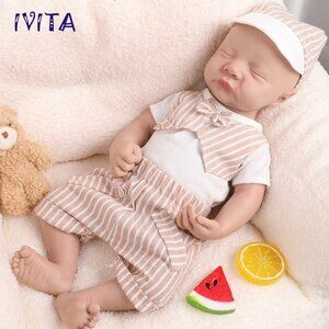 17'' IVITA Eyes Closed Baby Boy Floppy Silicone Reborn Sleeping Infant Doll